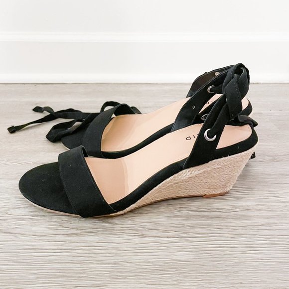 Torrid Black Faux Suede Ankle Wrap Espadrille Demi Wedge - Picture 5 of 9